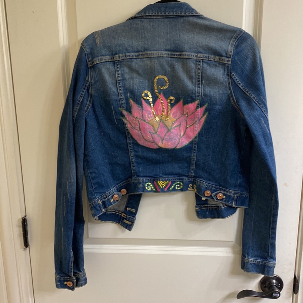 Divided by H&M Denim Jean Jacket with   Design on back - size 12 - Picture 2 of 2